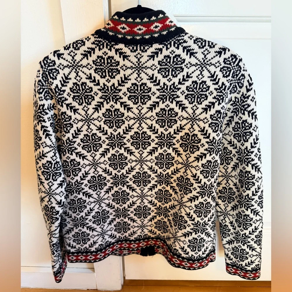 Vintage L.L. Bean Nordic Zip Sweater Women’s Large 100% Cotton - Picture 2 of 7